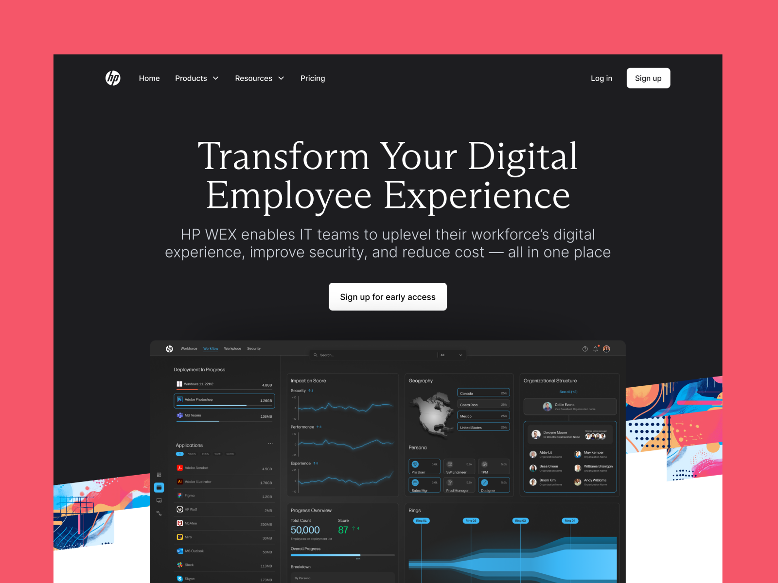 HP WEX Homepage Mockup Workplace Experience Platform