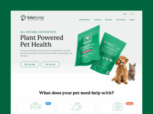 LolaHemp Pet CBD Supplement Homepage and Brand Mockup